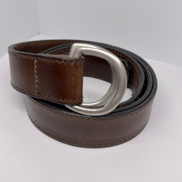 🫎 men’s brown A&F Abercrombie & Fitch leather belt W brass buckle - Picture 2 of 4